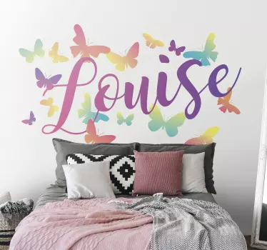 Gradient sommerfugler med navn tilpasset klistremerke - Tenstickers