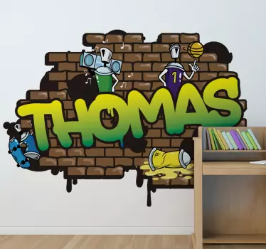 Graffiti navn murstein bakgrunn urban dekal - Tenstickers