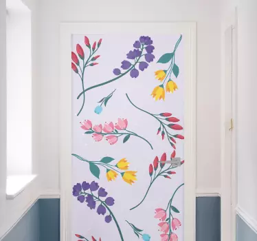Hage minimalistiske botaniske blomster wallsticker dør - Tenstickers
