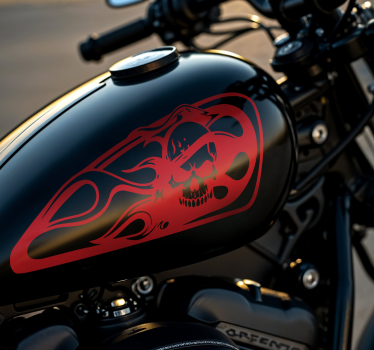 Hodeskalle i brann motorsykkel klistremerke - Tenstickers