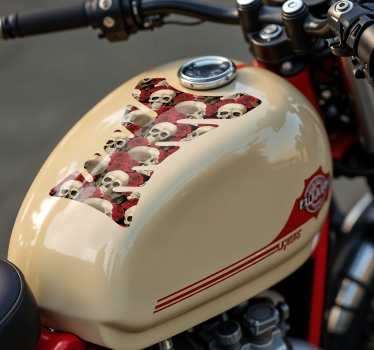 Hodeskaller og roser motorsykkel klistremerke - Tenstickers