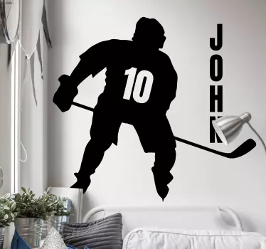 Ishockeyspiller-handling med veggmærkat - Tenstickers