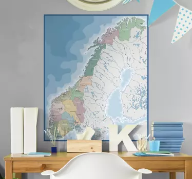 Kart over norge veggoverføringsbilde - Tenstickers