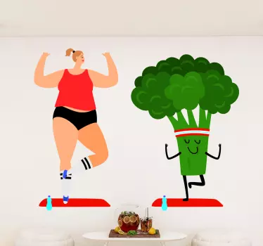 klistremerke med yoga og sunn mat - Tenstickers