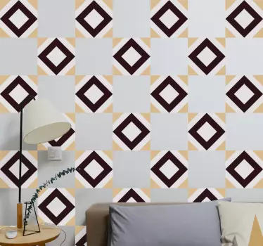 Kvadrat vintage sement mønster klistremerke til fliser - Tenstickers