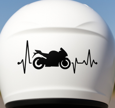 Motorsykkel klistremerke monokrom hjerterytme - Tenstickers