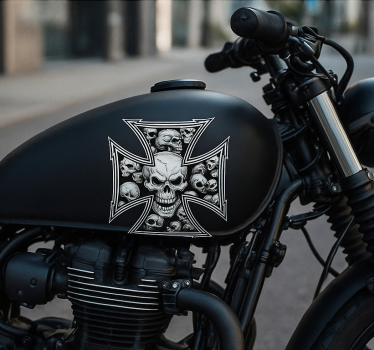 Motorsykkel klistremerke jernkors hodeskaller - Tenstickers
