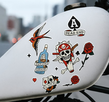 Motorsykkel klistremerke tattoo drivstofftank - Tenstickers