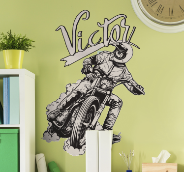 Motorsykkel personlig navn klistremerke - Tenstickers