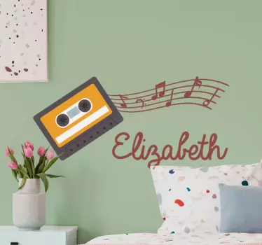 Musikalske notater med navn tilpasset dekal - Tenstickers
