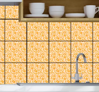 Oransje geometriske fliser overføringsmerke - Tenstickers