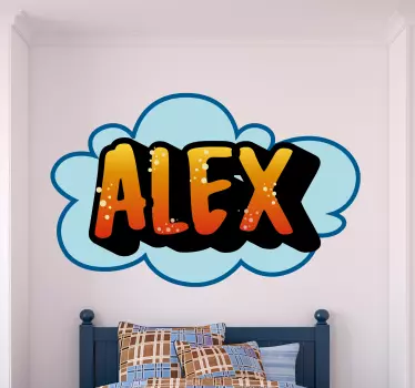 Oransje graffitti med blå bakgrunn dekal klassikere - Tenstickers