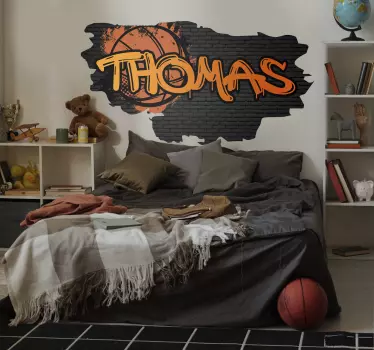 Oransje graffitti -navn med basketball dekal klassikere - Tenstickers