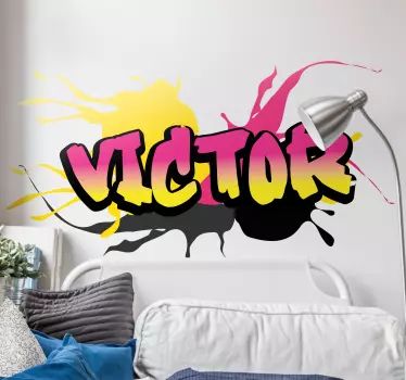 Personaliserbar rosa og gul graffiti urban dekal - Tenstickers