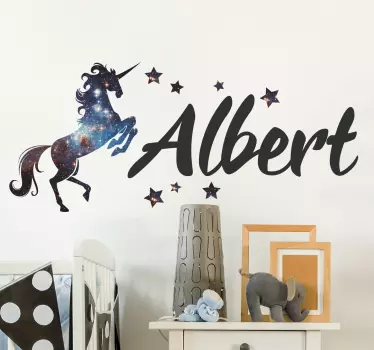 Personlig kosmos unicorn veggen klistremerke - Tenstickers