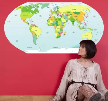 Politisk verdenskort klistremerke - Tenstickers