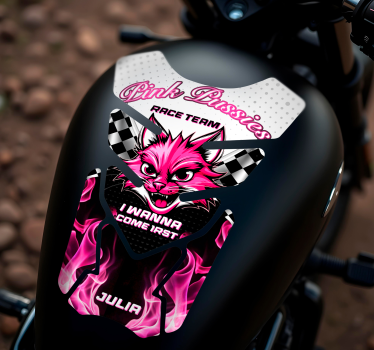 Rosa katt motorsykkel klistremerke - Tenstickers
