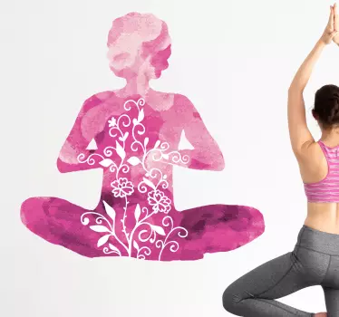 Rosa yoga positur veggdekor - Tenstickers