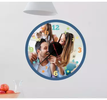 Rund klokke med foto tilpassbar veggklistremerke - Tenstickers