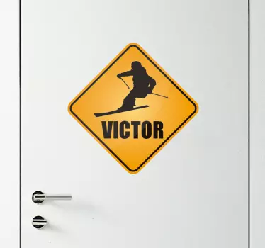 Ski med navn tilpassbar klistremerke - Tenstickers