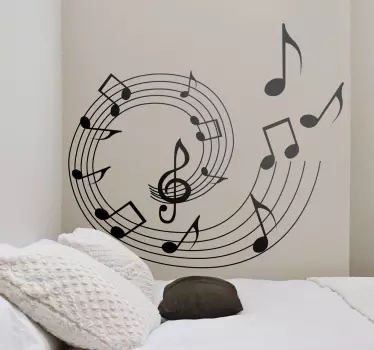 Spiral musikk notater vegg klistremerke - Tenstickers