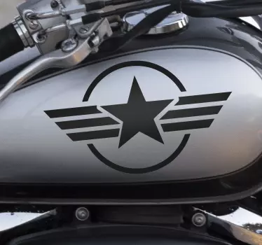 Stjerne omgitt av en sirkel klistremerke til motorsykkel - Tenstickers