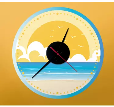 Strandsolnedgangsscene klistremerke klokke - Tenstickers
