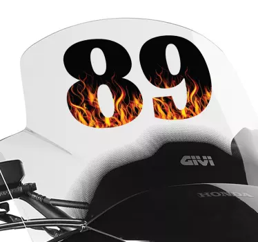 Flammende nummer klistremerke til motorsykkel - Tenstickers