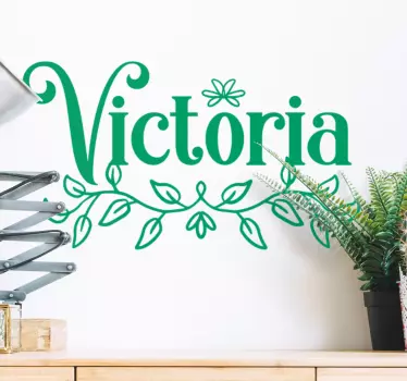Tilpasset navn med blad wallsticker tekster - Tenstickers