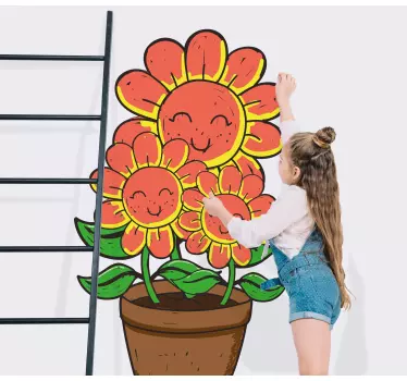 Tre glade blomster glassdør klistremerke - Tenstickers