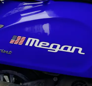 Usas flagg med personlig tekst klistremerke - Tenstickers