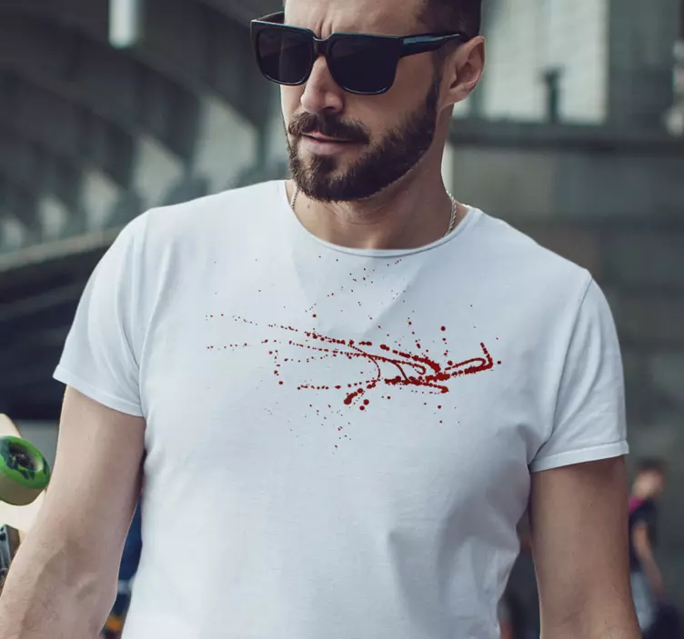 Blod flekket t-skjorte Halloween - Tenstickers