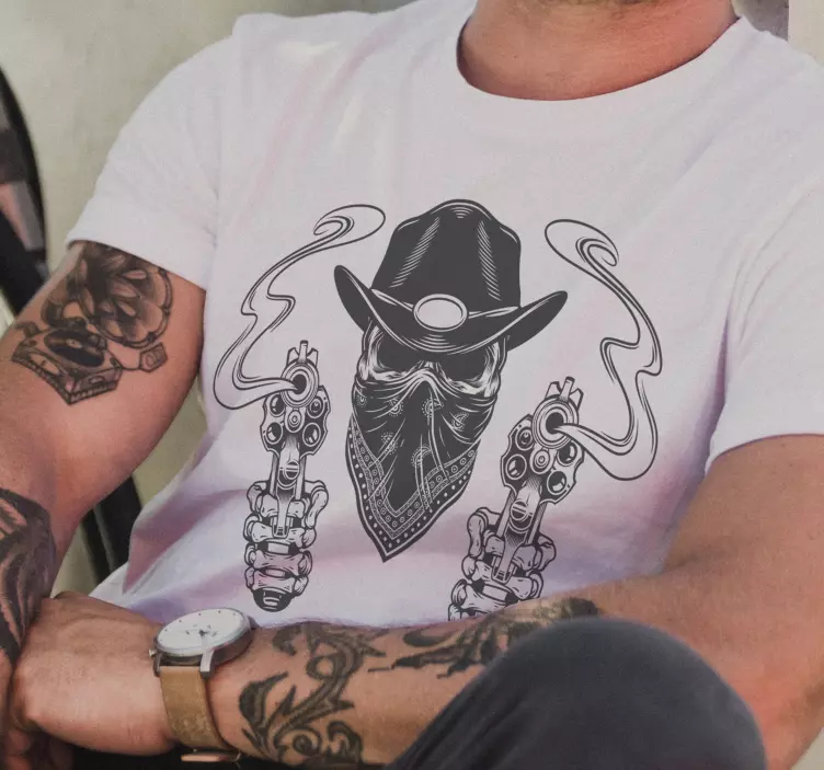 Cowboy skull og bandanna t-skjorte - Tenstickers