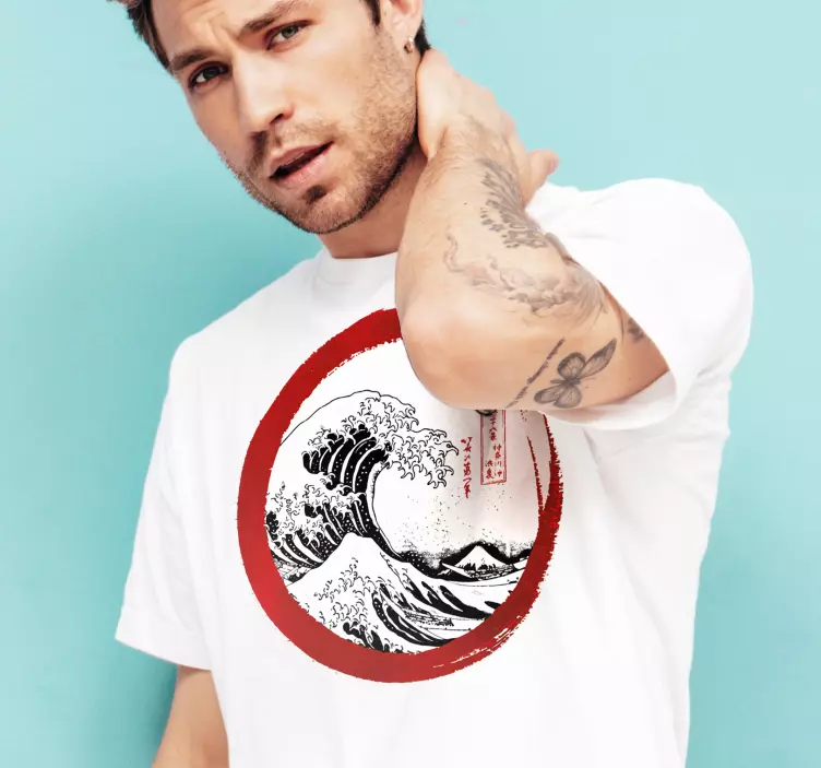 Den store bølgen av kanagawa tilpasset t-skjorte - Tenstickers