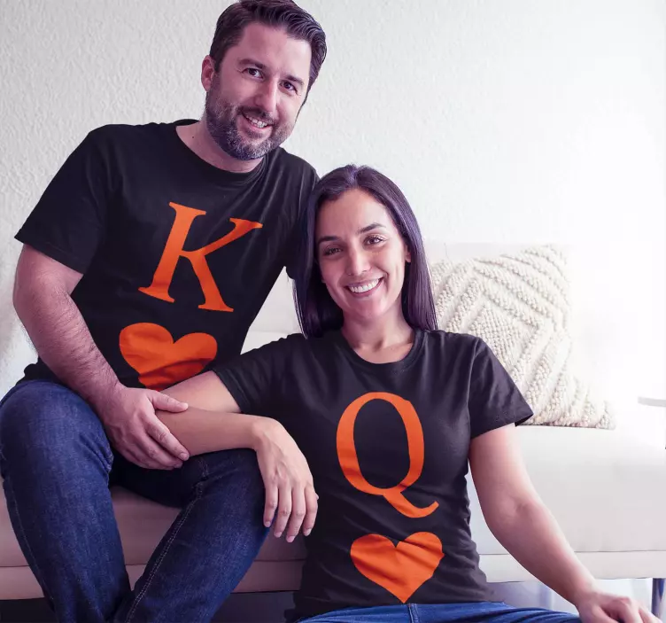 Dronning og konge poker versjon par t-skjorte - Tenstickers