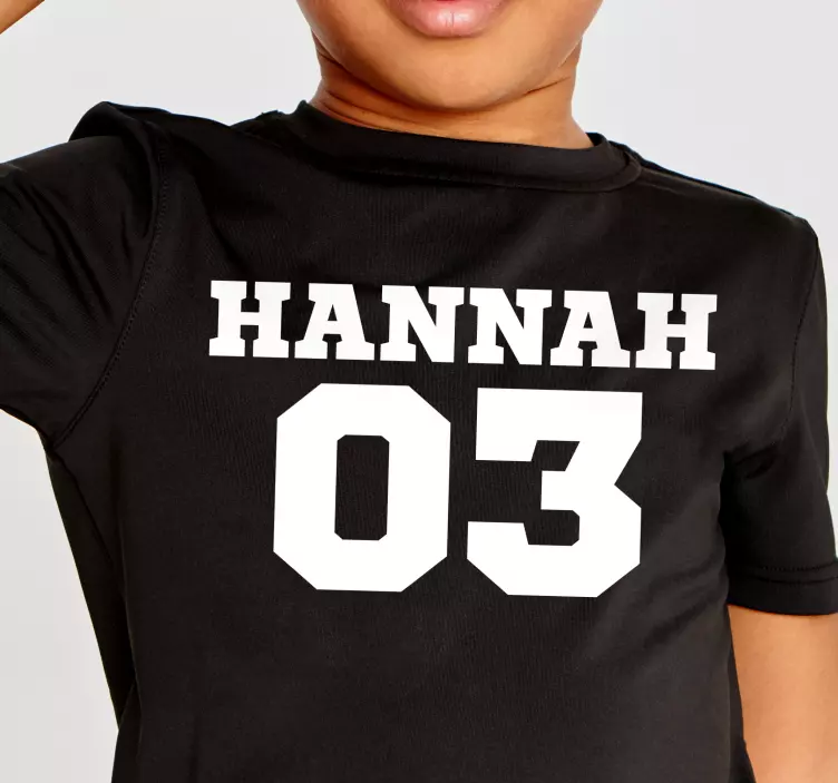 Hvitt tilpasset nummer og navn T-skjorter med navn - Tenstickers