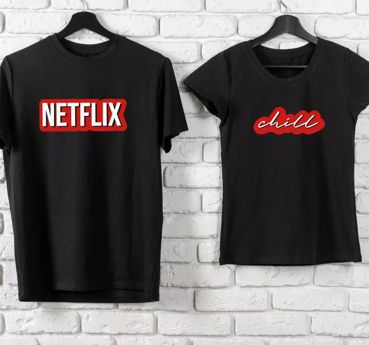 Netflix og chill t-skjorte par - Tenstickers