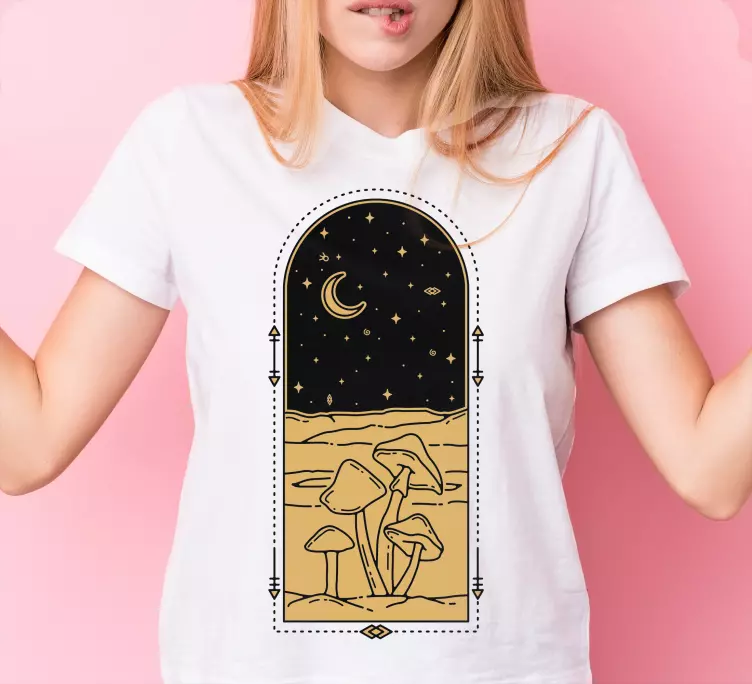 Sopp på tilpasset t-skjorte med landskapsdesign - Tenstickers