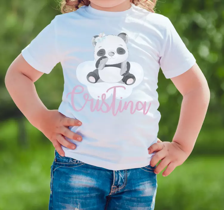 Søt panda til jente med navn t-skjorte baby - Tenstickers