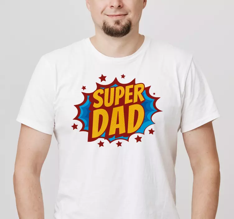 Super pappa tegneserie boble t-skjorte farsdag - Tenstickers