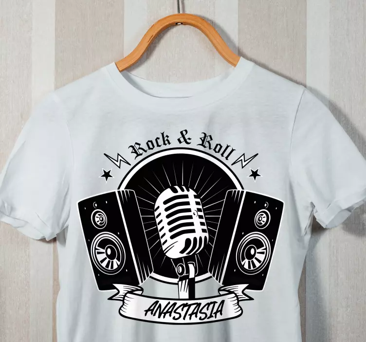 Svart mikrofon og høyttalere med navn t-skjorte spedbarn - Tenstickers