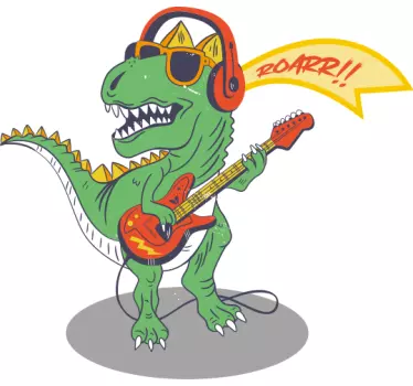 Baby t-skjorte dinosaur spiller gitar - Tenstickers
