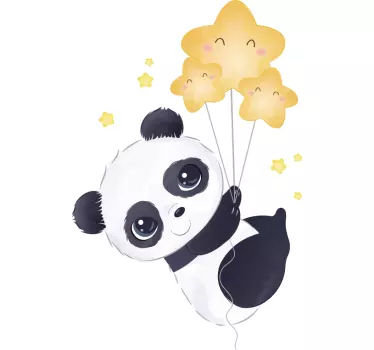 Baby panda med ballong spedbarns t-skjorte - Tenstickers