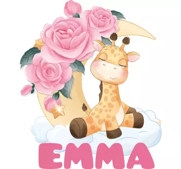 Søte dyr giraff med navn baby t-skjorte - Tenstickers
