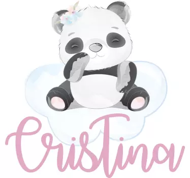 Søt panda til jente med navn baby t-skjorte - Tenstickers