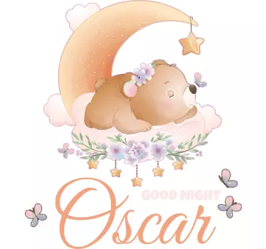 Cozy bear natt-tema baby t-skjorte - Tenstickers