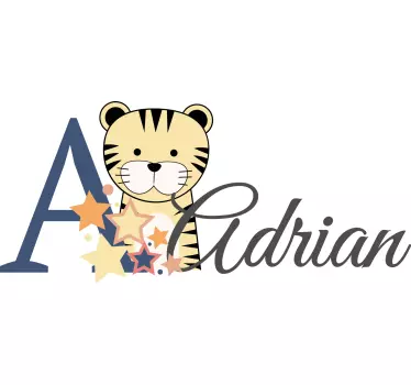 Søte dyr tiger med navn baby t-skjorte - Tenstickers