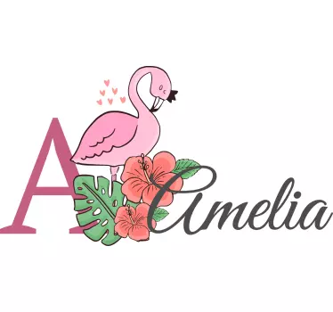 Baby t-skjorte med flamingo og blomster - Tenstickers