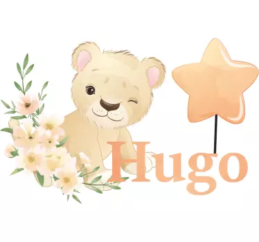 Søt løve for gutt med navn baby t-skjorte - Tenstickers