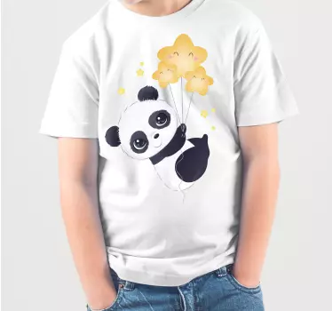 Baby panda med ballong spedbarns t-skjorte - Tenstickers